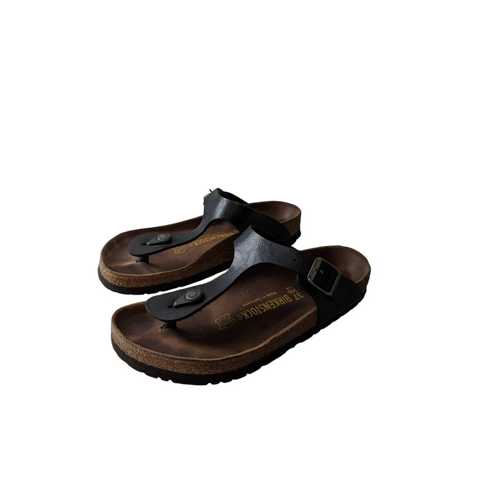 Birkenstock Gizeh Black Birko-Flor Thong Sandals Womens 37 L6 M4 Made in Germany